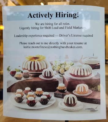 is nothing bundt cakes hiring